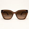 AETHER C2, lunettes de soleil mixtes à monture papillon brun translucide et verres bruns dégradés, vue de face