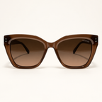 AETHER C2, lunettes de soleil mixtes à monture papillon brun translucide et verres bruns dégradés, vue de face