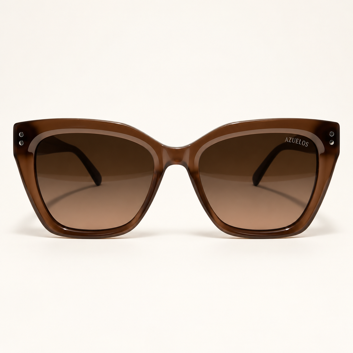 AETHER C2, lunettes de soleil mixtes à monture papillon brun translucide et verres bruns dégradés, vue de face