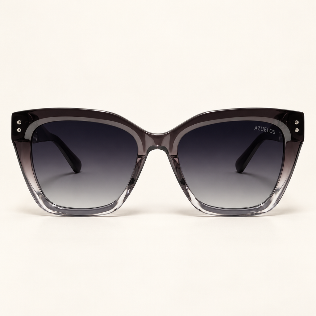 AETHER C4, lunettes de soleil pour femme en acétate gris dégradé transparent, verres gris dégradés, vue de face
