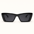 ALORA C1, lunettes de soleil pour femme en acétate noir brillant, verres gris foncé, vue de face