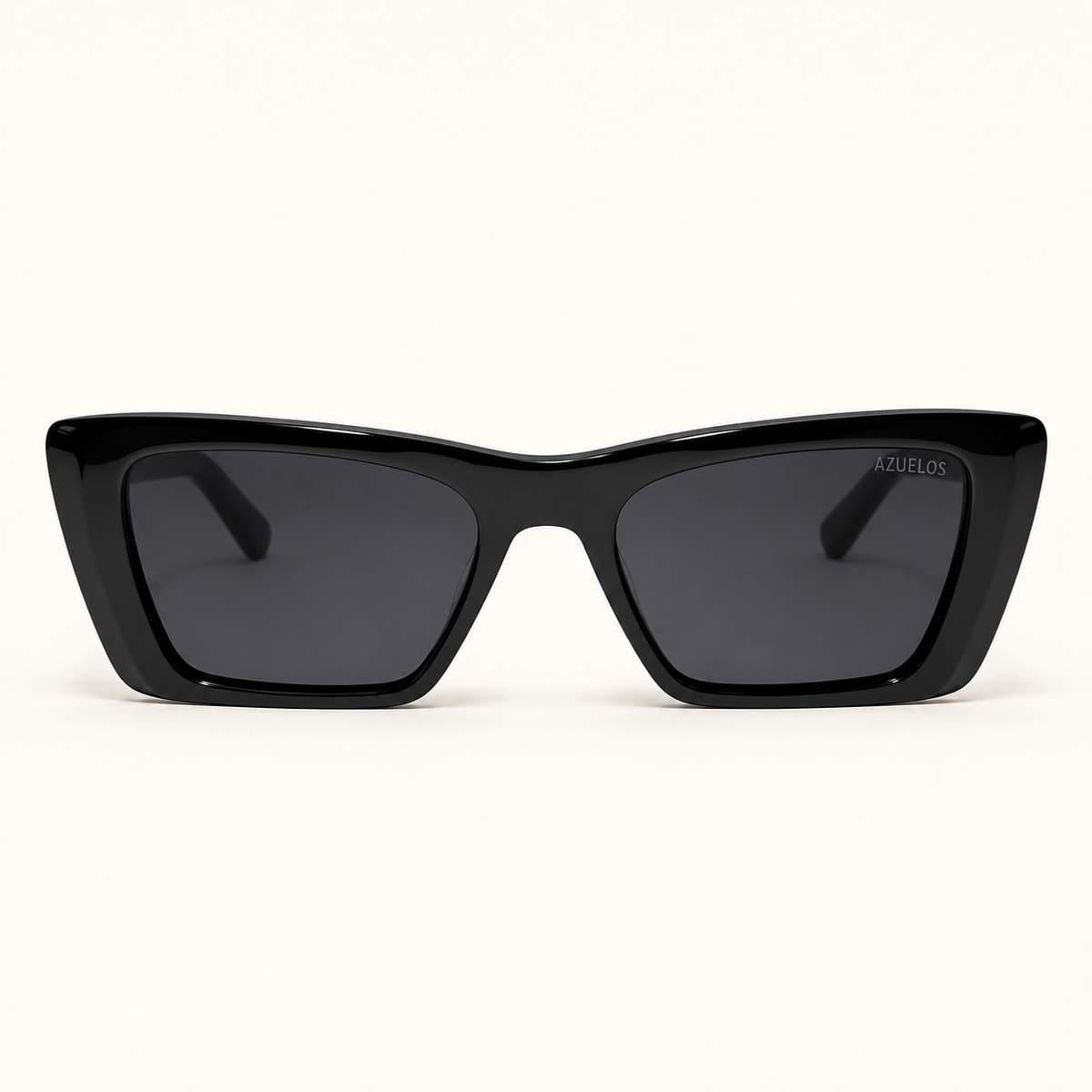 ALORA C1, lunettes de soleil pour femme en acétate noir brillant, verres gris foncé, vue de face