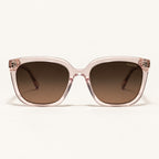 Lunettes de soleil femme AZUELOS Avery C2, monture rose translucide, vue de face.