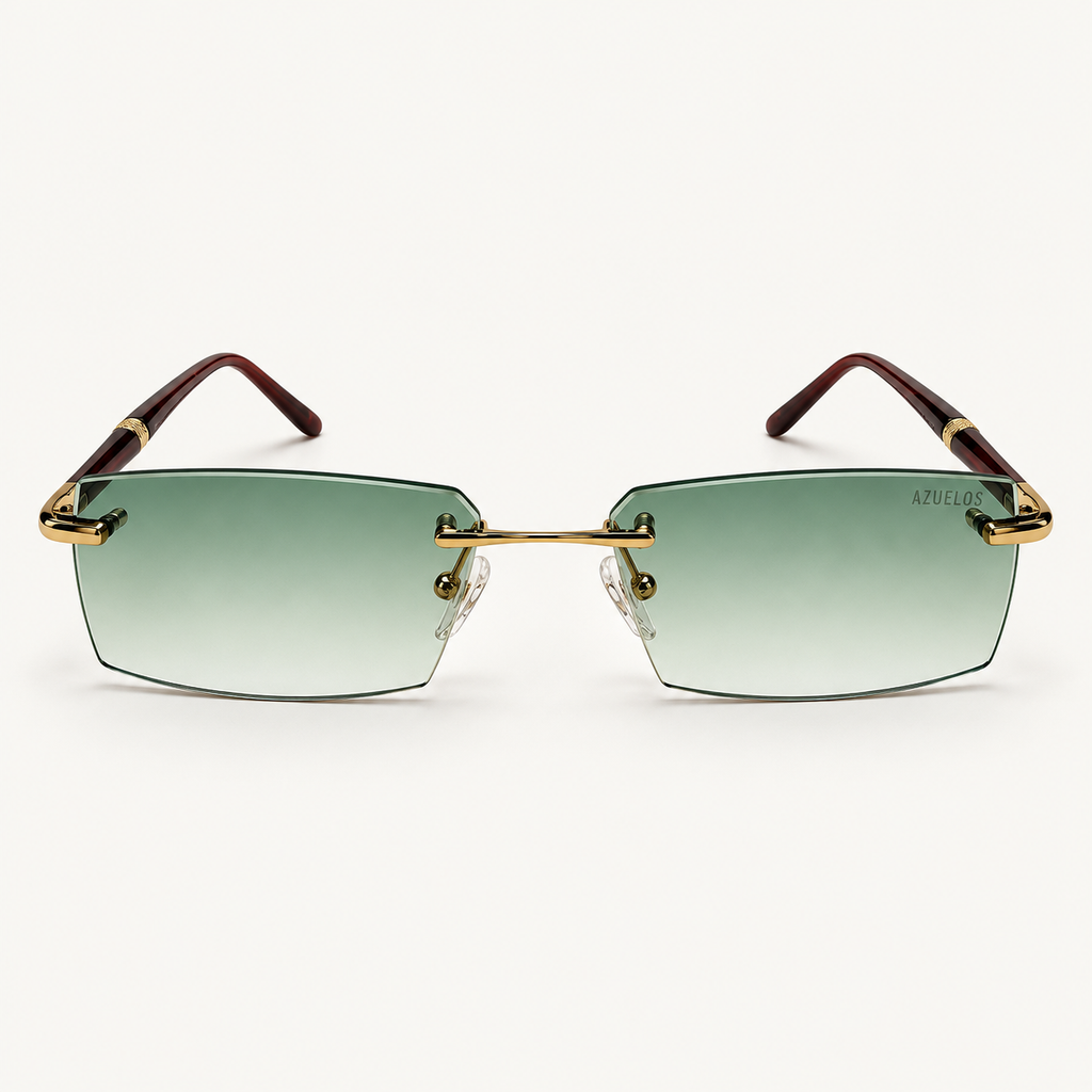 Lunettes de soleil mixtes Azuelos FUYUM C3, verres verts dégradés, vue de face.