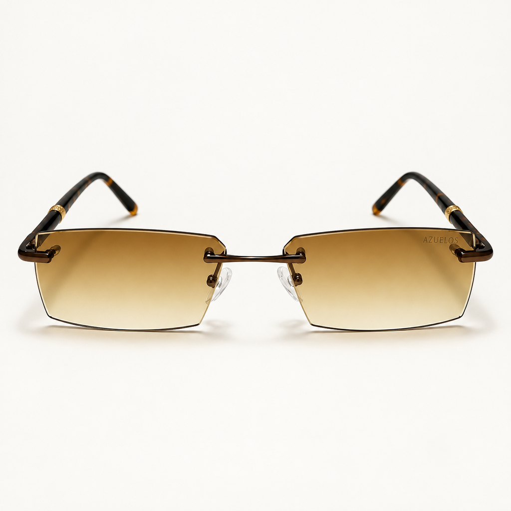 Lunettes de soleil mixtes Azuelos FUYUM C5, verres ambrés dégradés, vue de face.
