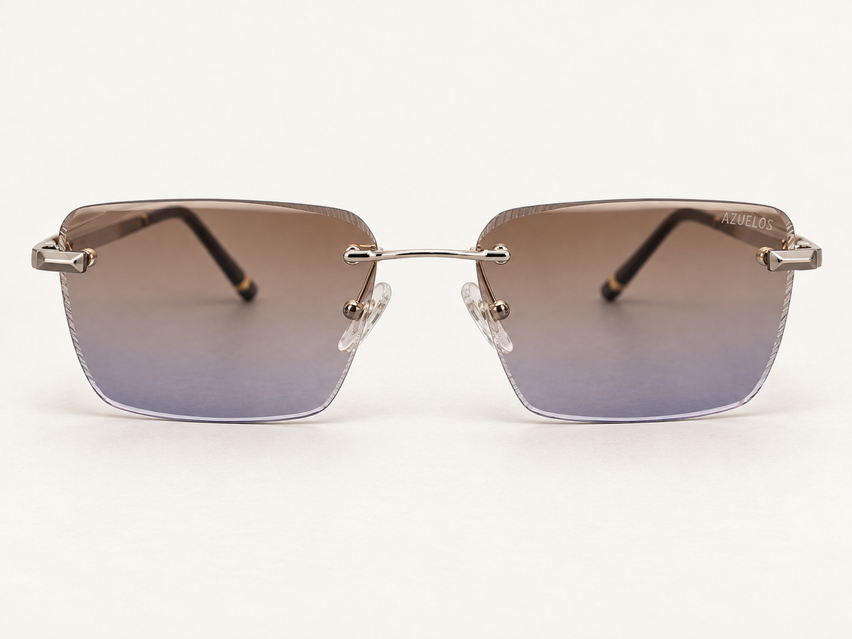 Ivor C2 de face : verres sans cerclage aux contours biseautés et attaches métalliques.