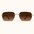 CODA C2, lunettes de soleil mixtes percées à verres rectangulaires brun dégradé, vue de face