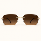 CODA C2, lunettes de soleil mixtes percées à verres rectangulaires brun dégradé, vue de face