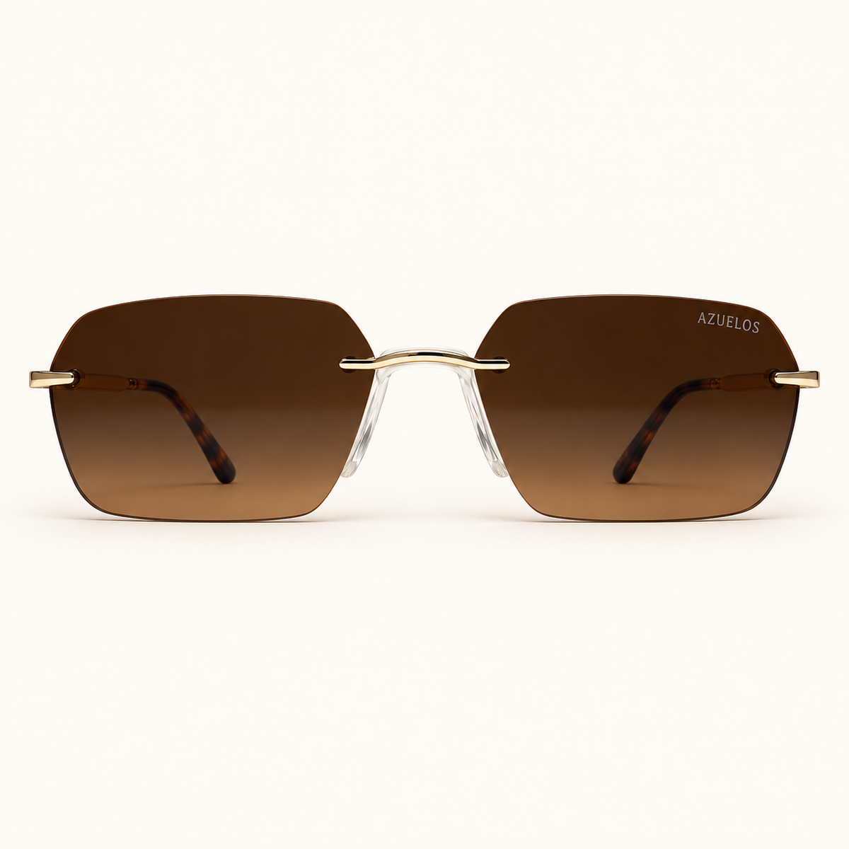 CODA C2, lunettes de soleil mixtes percées à verres rectangulaires brun dégradé, vue de face