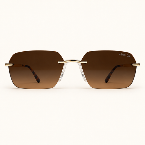CODA C2, lunettes de soleil mixtes percées à verres rectangulaires brun dégradé, vue de face