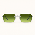 CODA C6, lunettes de soleil mixtes percées à verres rectangulaires vert olive dégradé, vue de face