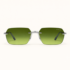 CODA C6, lunettes de soleil mixtes percées à verres rectangulaires vert olive dégradé, vue de face