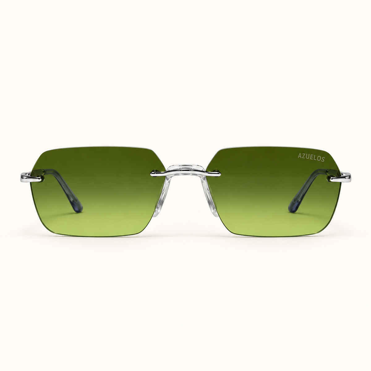 CODA C6, lunettes de soleil mixtes percées à verres rectangulaires vert olive dégradé, vue de face