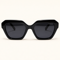 CORIN C1, lunettes de soleil pour femme en acétate noir brillant, verres gris foncé, vue de face