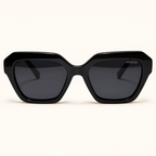 CORIN C1, lunettes de soleil pour femme en acétate noir brillant, verres gris foncé, vue de face