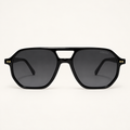 ELYN C1, lunettes de soleil mixtes noires à double pont et verres gris foncé, vue de face