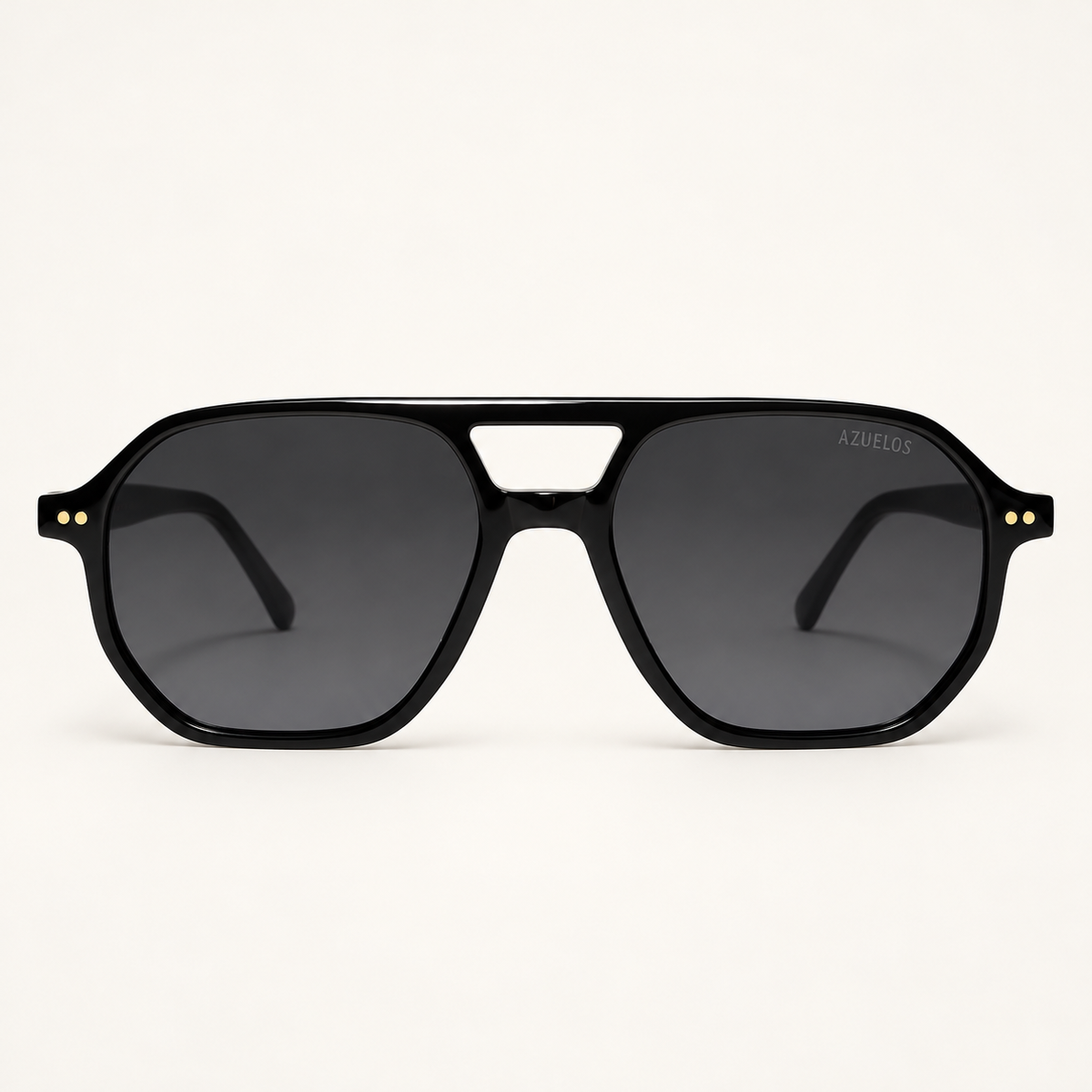 ELYN C1, lunettes de soleil mixtes noires à double pont et verres gris foncé, vue de face