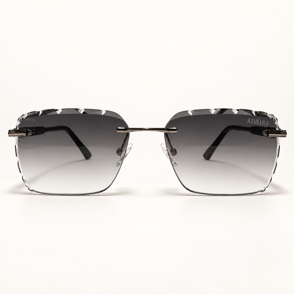 EWAN C4, lunettes de soleil mixtes aux verres gris dégradés facettés, vue de face