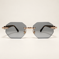 FINLEY C6, lunettes de soleil homme à monture percée et verres octogonaux gris dégradés, vue de face