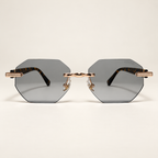 FINLEY C6, lunettes de soleil homme à monture percée et verres octogonaux gris dégradés, vue de face