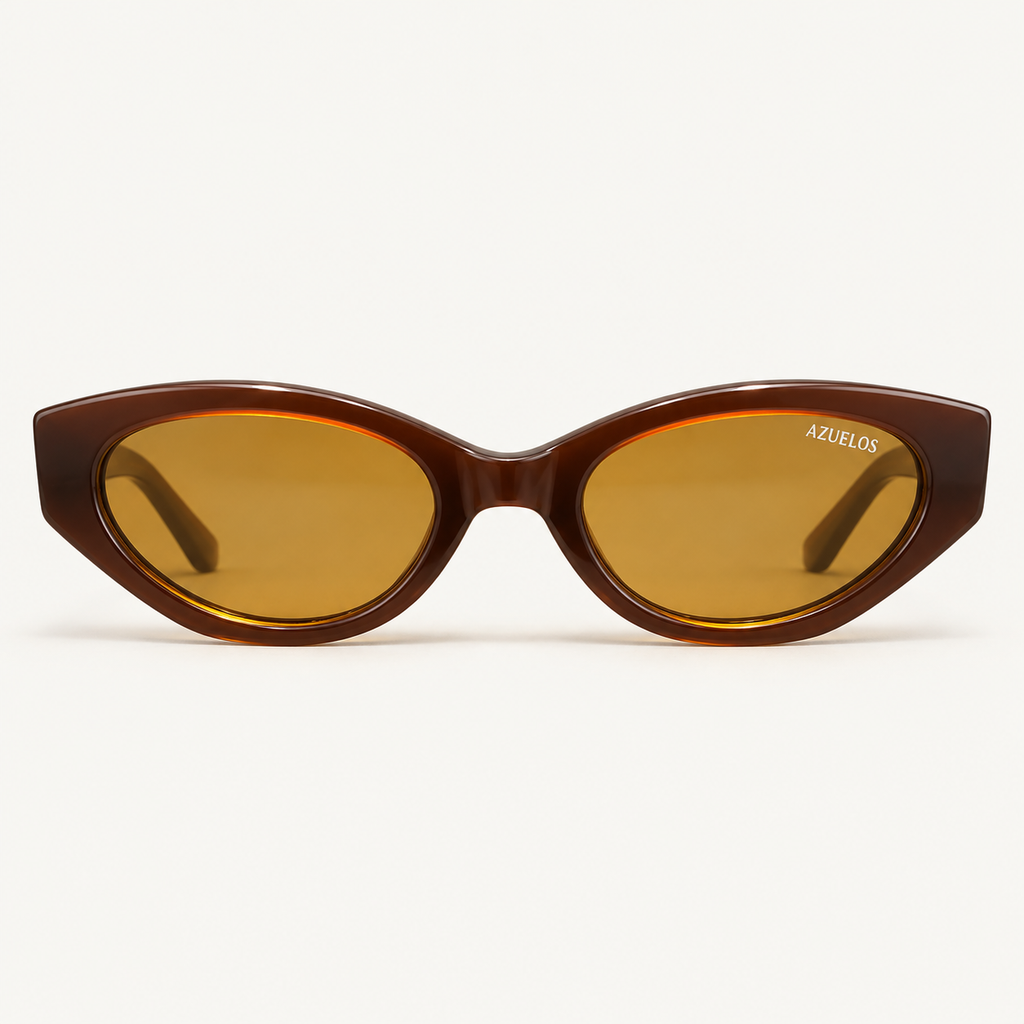 Gorga C5 Azuelos — solaire femme brune à verres ambrés, vue de face