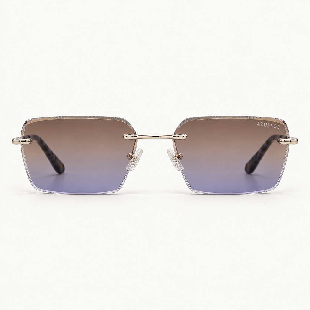 Ivor C2 Azuelos, solaire percée mixte, verres biseautés dégradés brun-violet, vue de face