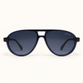 JACKIE #1 C4, lunettes de soleil mixtes en acétate bleu marine à double pont et verres bleu-gris foncés, vue de face