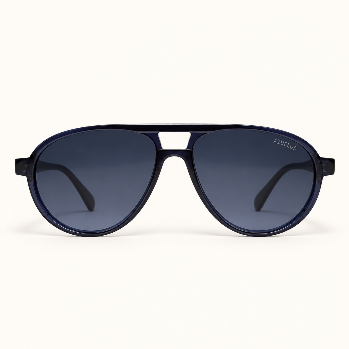 JACKIE #1 C4, lunettes de soleil mixtes en acétate bleu marine à double pont et verres bleu-gris foncés, vue de face