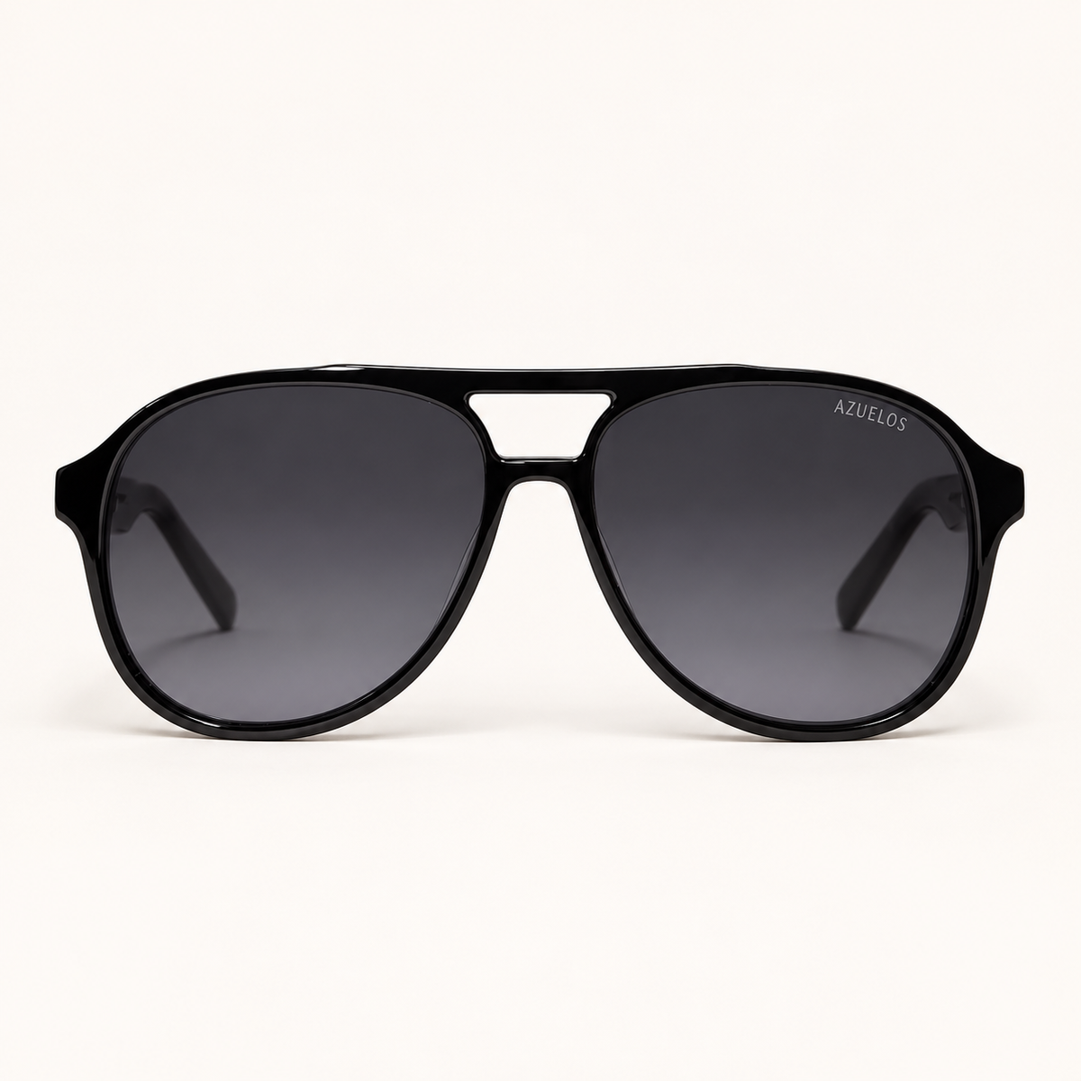 JACKIE C1, lunettes de soleil mixtes en acétate noir à double pont et verres gris dégradés, vue de face