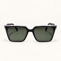 JESSE C3, lunettes de soleil femme à monture carrée cerclée noire et cristal transparent, verres vert gris sombre, vue de face