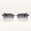 KAIRO C3, lunettes de soleil mixtes percées à verres gris dégradé légèrement mauves, stries sur le haut et détails en éventail aux coins extérieurs, vue de face
