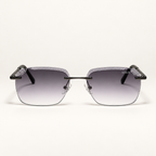 KAIRO C3, lunettes de soleil mixtes percées à verres gris dégradé légèrement mauves, stries sur le haut et détails en éventail aux coins extérieurs, vue de face