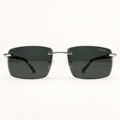 MAREN C2, lunettes de soleil mixtes percées à verres rectangulaires gris foncé aux bords finement taillés, vue de face