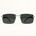 MAREN C2, lunettes de soleil mixtes percées à verres rectangulaires gris foncé aux bords finement taillés, vue de face