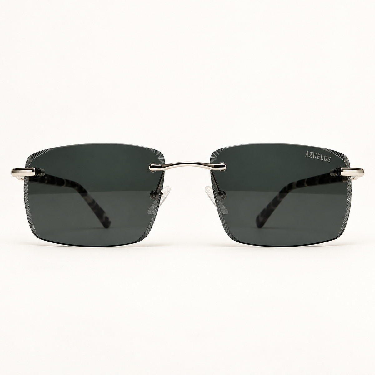 MAREN C2, lunettes de soleil mixtes percées à verres rectangulaires gris foncé aux bords finement taillés, vue de face