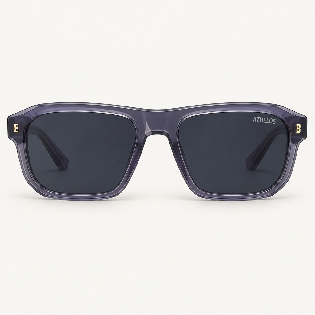 Miles C6 Azuelos, solaire homme gris violacé transparent et verres foncés, vue de face