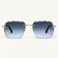 ORION C2, lunettes de soleil mixtes percées à verres bleu-gris dégradés et facettés, vue de face
