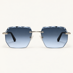 ORION C2, lunettes de soleil mixtes percées à verres bleu-gris dégradés et facettés, vue de face