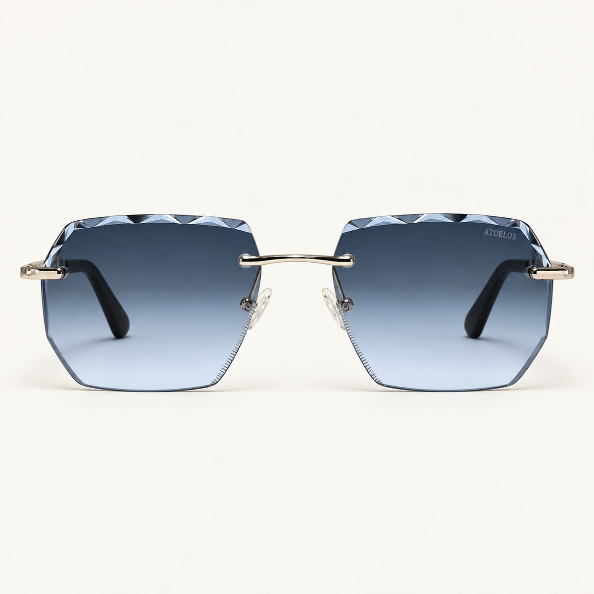 ORION C2, lunettes de soleil mixtes percées à verres bleu-gris dégradés et facettés, vue de face