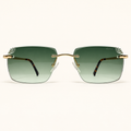 OZAR C2, lunettes de soleil homme à monture percée et verres rectangulaires verts dégradés, vue de face