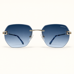 SHIZO C3, lunettes de soleil mixtes percées à verres géométriques bleu dégradé, vue de face