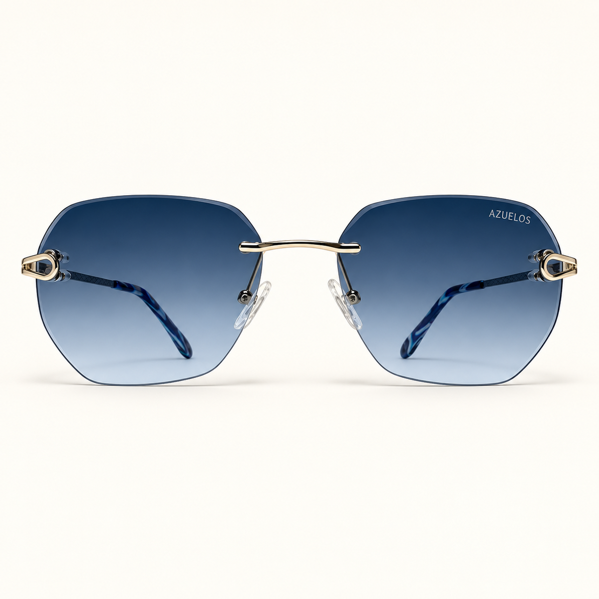 SHIZO C3, lunettes de soleil mixtes percées à verres géométriques bleu dégradé, vue de face