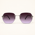 SHIZO C4, lunettes de soleil mixtes percées à verres géométriques dégradés prune et lavande, vue de face