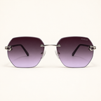 SHIZO C4, lunettes de soleil mixtes percées à verres géométriques dégradés prune et lavande, vue de face