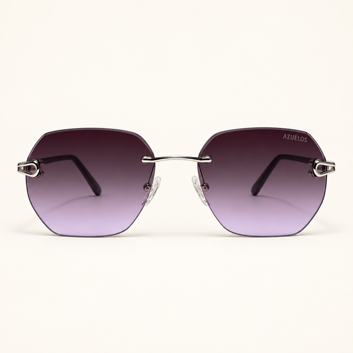 SHIZO C4, lunettes de soleil mixtes percées à verres géométriques dégradés prune et lavande, vue de face