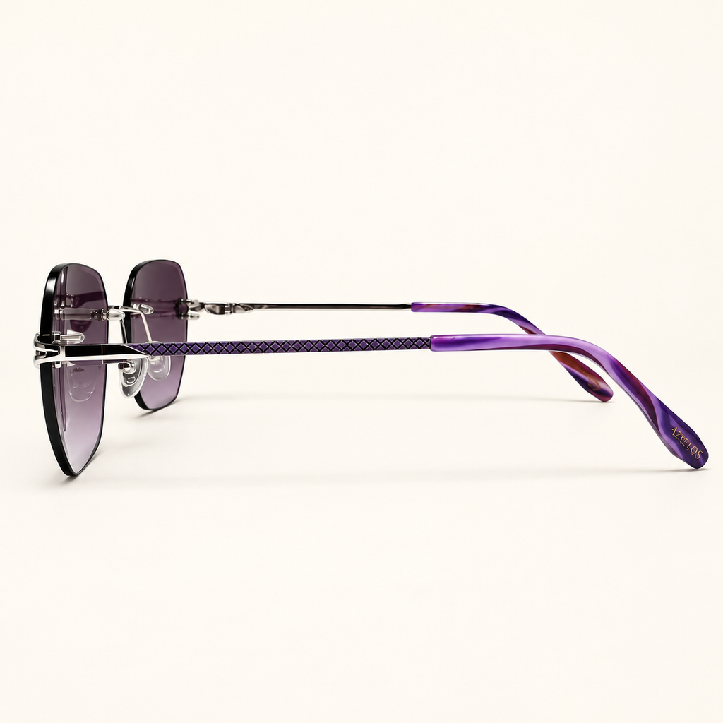 SHIZO C4, vue de profil des branches violettes quadrillées et des embouts marbrés violets