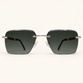SILAS C2, lunettes de soleil mixtes percées à verres rectangulaires gris-vert foncé aux contours striés, vue de face