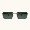 SOLEN C1, lunettes de soleil homme à monture percée et verres rectangulaires gris-vert foncé aux contours facettés, vue de face