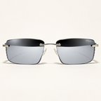 SOLEN C2, lunettes de soleil mixtes aux verres à effet miroir gris et aux contours facettés, vue de face