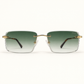 SOLEN C4, lunettes de soleil homme à monture percée et verres rectangulaires verts dégradés aux contours facettés, vue de face
